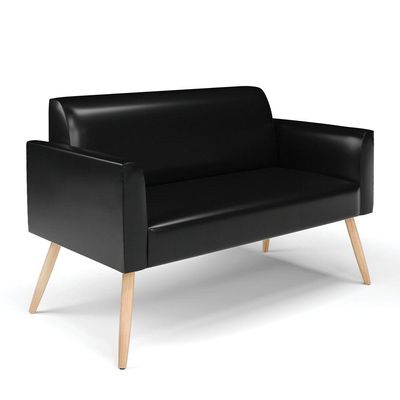 Sofá Namoradeira Com 2 Poltronas Pés Palito Natural Marisa Corano D03 - D\'rossi Cor Preto