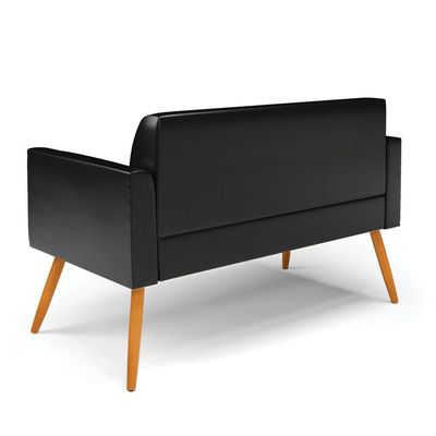 Sofá Namoradeira Com Poltrona Pés Palito Castanho Marisa Corano D03 - D\'rossi Cor Preto