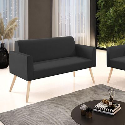 Sofá Namoradeira Pés Palito Natural Marisa Corino D03 - D\'rossi Cor Preto