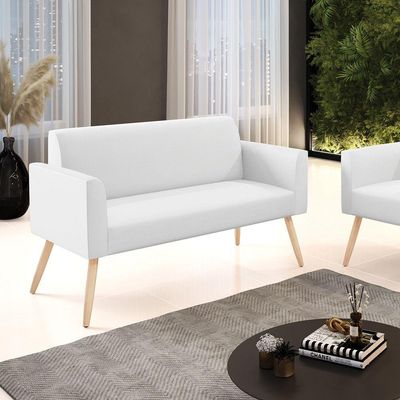 Sofá Namoradeira Pés Palito Natural Marisa Corino D03 - D\'rossi Cor Branco