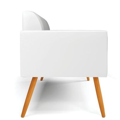 Sofá Namoradeira Pés Palito Castanho Marisa Corano D03 - D\'rossi Cor Branco
