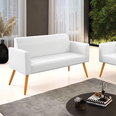 Sofá Namoradeira Pés Palito Castanho Marisa Corano D03 - D\'rossi Cor Branco
