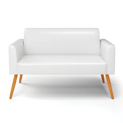 Sofá Namoradeira Pés Palito Castanho Marisa Corano D03 - D\'rossi Cor Branco