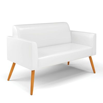 Sofá Namoradeira Com Poltrona Pés Palito Castanho Marisa Corano D03 - D\'rossi Cor Branco