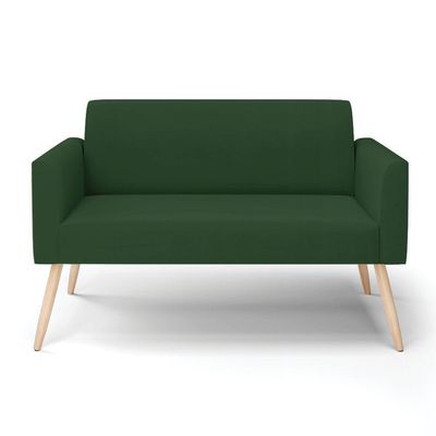 Sofá Namoradeira Pés Palito Natural Marisa Veludo D03 - D\'rossi Cor Verde