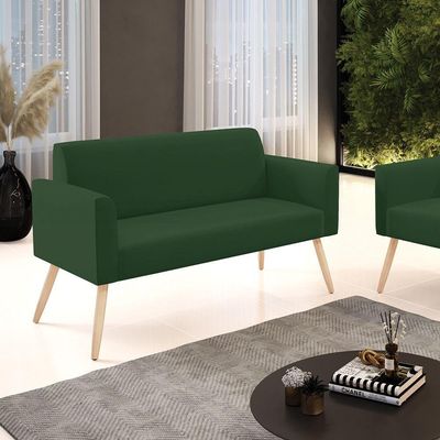 Sofá Namoradeira Pés Palito Natural Marisa Veludo D03 - D\'rossi Cor Verde