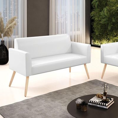 Sofá Namoradeira Pés Palito Natural Marisa Corano D03 - D\'rossi Cor Branco