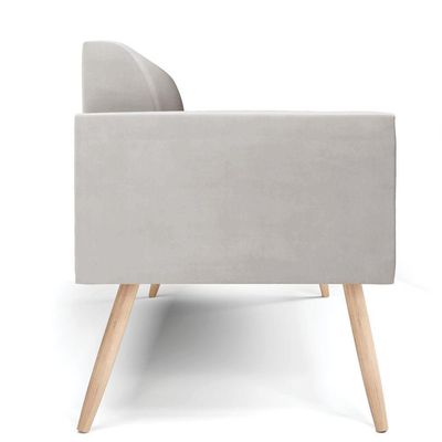 Sofá Namoradeira Pés Palito Natural Marisa Veludo D03 - D\'rossi Cor Cinza