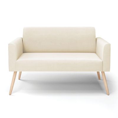 Sofá Namoradeira Pés Palito Natural Marisa Veludo D03 - D\'rossi Cor Bege