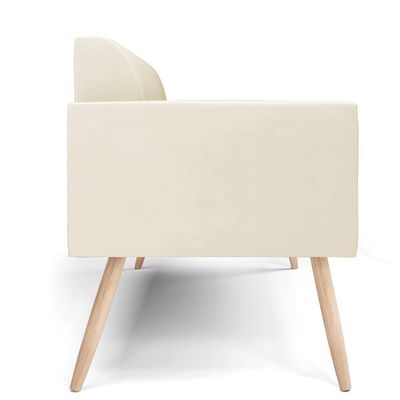 Sofá Namoradeira Pés Palito Natural Marisa Veludo D03 - D\'rossi Cor Bege