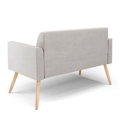 Sofá Namoradeira Com Poltrona Pés Palito Natural Marisa Veludo D03 - D\'rossi Cor Cinza