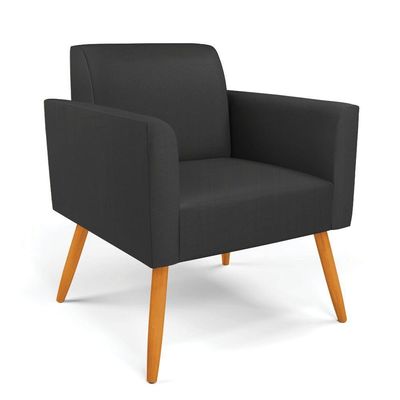 Sofá Namoradeira Com Poltrona Pés Palito Castanho Marisa Corino D03 - D\'rossi Cor Preto