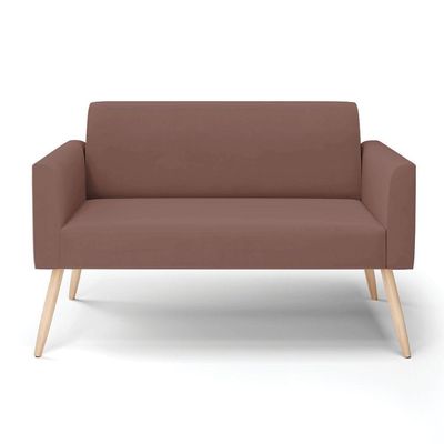 Sofá Namoradeira Pés Palito Natural Marisa Veludo D03 - D\'rossi Cor Rose