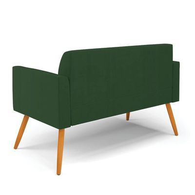 Sofá Namoradeira Pés Palito Castanho Marisa Veludo D03 - D\'rossi Cor Verde