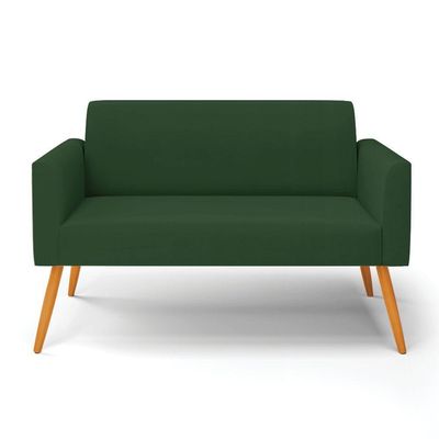 Sofá Namoradeira Pés Palito Castanho Marisa Veludo D03 - D\'rossi Cor Verde