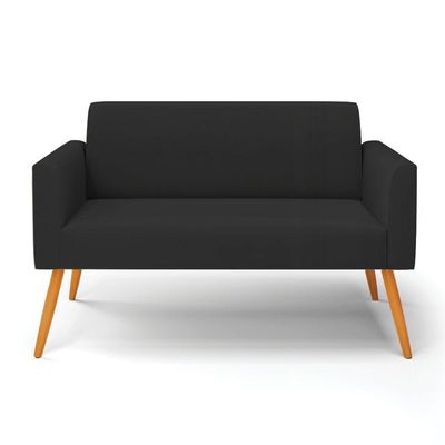 Sofá Namoradeira Pés Palito Castanho Marisa Veludo D03 - D\'rossi Cor Preto