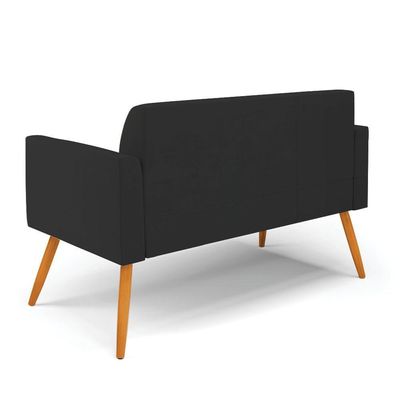 Sofá Namoradeira Pés Palito Castanho Marisa Veludo D03 - D\'rossi Cor Preto