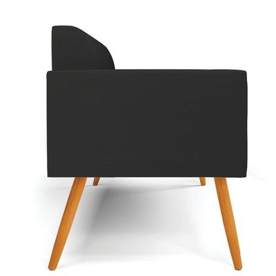 Sofá Namoradeira Pés Palito Castanho Marisa Veludo D03 - D\'rossi Cor Preto