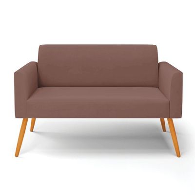 Sofá Namoradeira Pés Palito Castanho Marisa Veludo D03 - D\'rossi Cor Rose