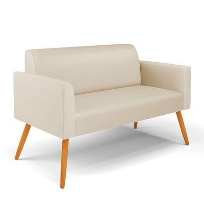 Sofá Namoradeira Com Poltrona Pés Palito Castanho Marisa Corino D03 - D\'rossi Cor Bege