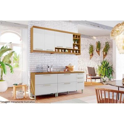 Armário Aéreo P- Cozinha Burguesa Premium C- 2 Portas 80cm Freijó-branco - Nesher