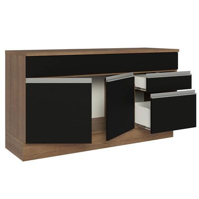Balcão Gabinete De Pia Madesa Glamy 150 Cm 2 Gavetas 2 Portas (com Tampo) Rustic/preto Rustic/preto