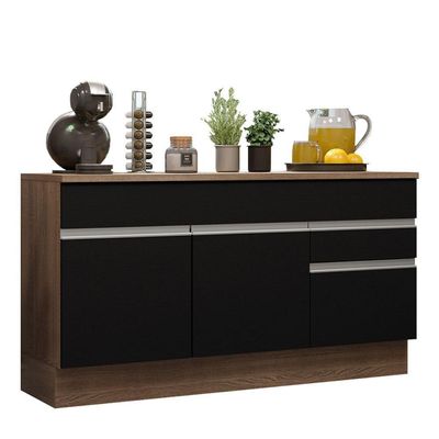 Balcão Gabinete De Pia Madesa Glamy 150 Cm 2 Gavetas 2 Portas (com Tampo) Rustic/preto Rustic/preto