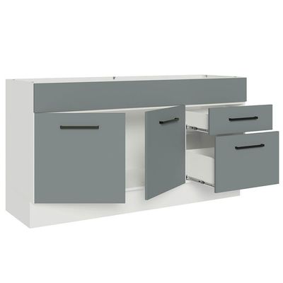Balcão Gabinete De Pia Madesa Agata 150 Cm 2 Portas E 2 Gavetas (sem Tampo E Pia) - Branco/cinza