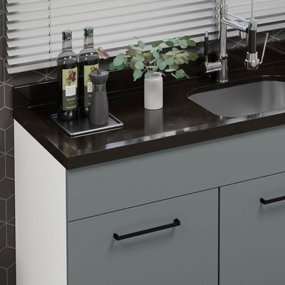 Balcão Gabinete De Pia Madesa Agata 150 Cm 2 Portas E 2 Gavetas (sem Tampo E Pia) - Branco/cinza