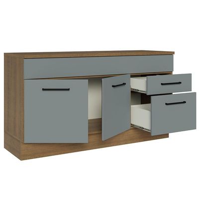 Balcão Gabinete De Pia Madesa Agata 150 Cm 2 Gavetas 2 Portas (com Tampo) - Rustic/cinza