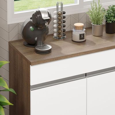 Balcão Gabinete De Pia Madesa Glamy 150 Cm 2 Gavetas 2 Portas (com Tampo) - Rustic/branco
