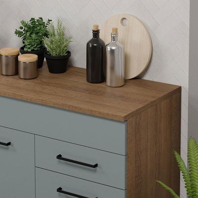 Balcão Gabinete De Pia Madesa Agata 150 Cm 2 Gavetas 2 Portas (com Tampo) - Rustic/cinza