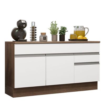 Balcão Gabinete De Pia Madesa Glamy 150 Cm 2 Gavetas 2 Portas (com Tampo) - Rustic/branco