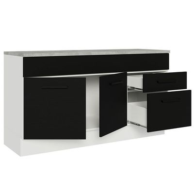 Balcão Gabinete De Pia Madesa Agata 150 Cm 2 Gavetas 2 Portas (com Tampo) - Branco/preto