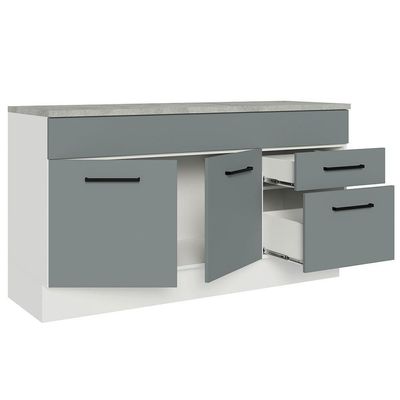 Balcão Gabinete De Pia Madesa Agata 150 Cm 2 Gavetas 2 Portas (com Tampo) - Branco/cinza
