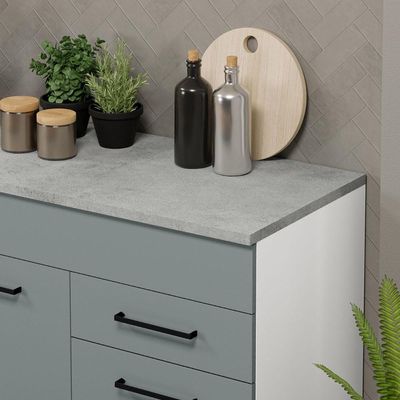 Balcão Gabinete De Pia Madesa Agata 150 Cm 2 Gavetas 2 Portas (com Tampo) - Branco/cinza