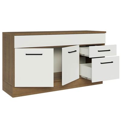 Balcão Gabinete De Pia Madesa Agata 150 Cm 2 Gavetas 2 Portas (com Tampo) - Rustic/branco