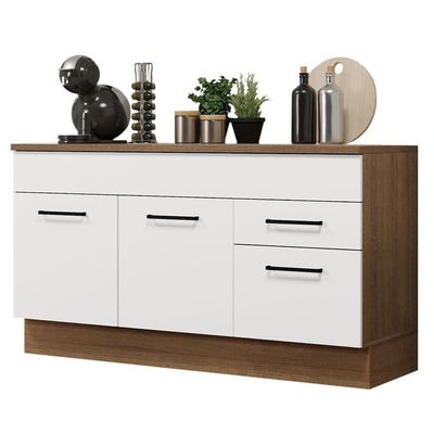 Balcão Gabinete De Pia Madesa Agata 150 Cm 2 Gavetas 2 Portas (com Tampo) - Rustic/branco