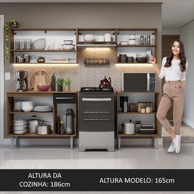 Armário De Cozinha Compacta 229cm Rustic/preto Emilly Madesa 15 Rustic/preto