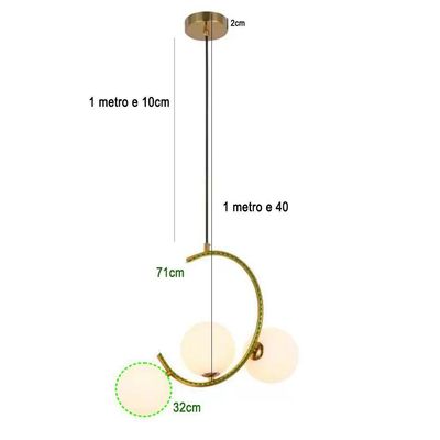 Lustre Luminaria Pendente Meia Lua Enfeite Luxo Sala Quarto Cozinha Recepçao Moderno Comer