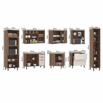 Cozinha Completa C 8 Peças Vidro Reflecta Tampos E Paneleiro Aspen Luciane Móveis Vanilla-beige