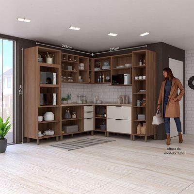 Cozinha Completa C 8 Peças Vidro Reflecta Tampos E Paneleiro Aspen Luciane Móveis Vanilla-beige