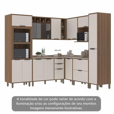 Cozinha Completa C 8 Peças Vidro Reflecta Tampos E Paneleiro Aspen Luciane Móveis Vanilla-beige
