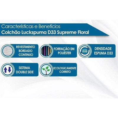 Conjunto Box Baú Solteiro: Colchão Espuma D33 Supreme Floral + Base Crc Courano White
