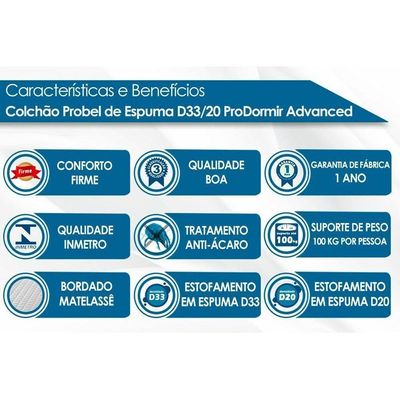 Conjunto Box Baú Solteiro: Colchão Espuma D33 Prodormir Advanced + Base Crc Suede Black
