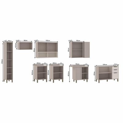 Cozinha Modulada Completa Com 8 Peças Tampos E Sem Pia Stylo Luciane Móveis Cinammon-beige