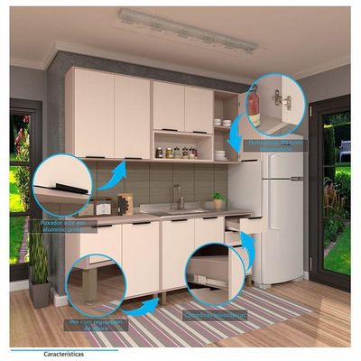 Cozinha Modulada Completa 5 Peças Com Balcões E Aéreos Sem Pia Stylo Luciane Móveis Cinammon