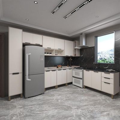 Cozinha Modulada Completa Com 8 Peças Tampos E Sem Pia Stylo Luciane Móveis Cinammon-beige