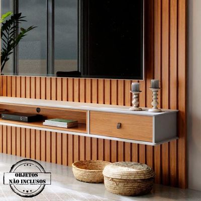 Home Para Sala De Estar 250cm Tv 75 Polegadas 61x Off White Nature Tebar Off White Nature