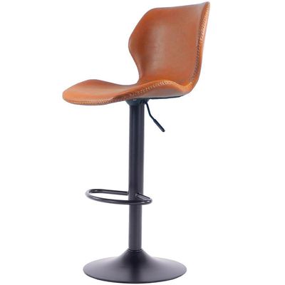 Kit 2 Banquetas Giratórias Bristol Itajaí Fratini 110 Cm (altura) Pu Cor Caramelo Base Disco Preta
